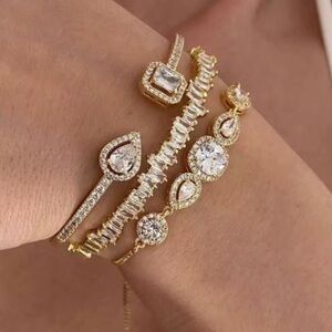 Sparkling Gold Adjustable Bracelet Collection Set